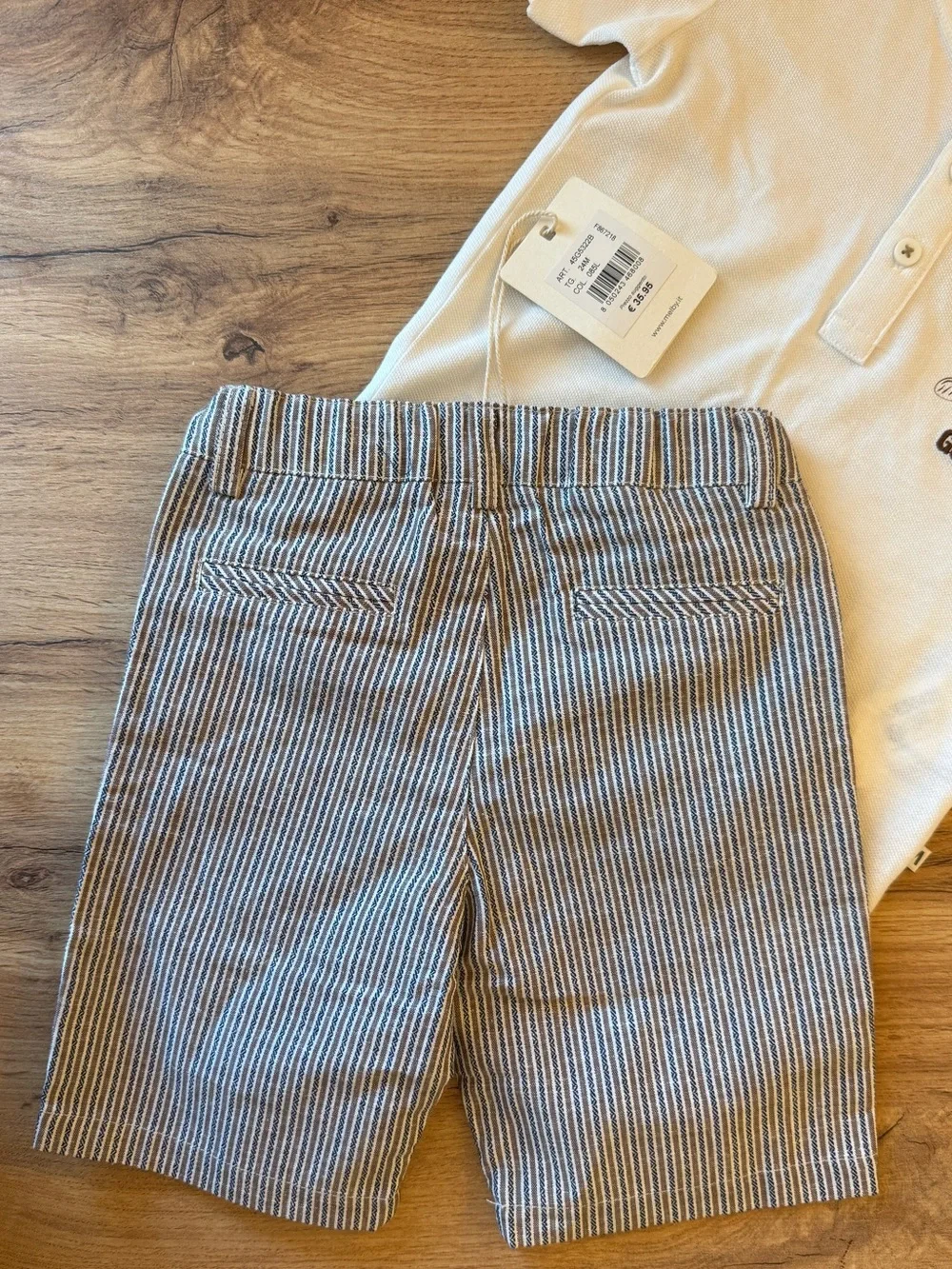 Kids White 'Golf Club' Henley Tee & Blue Stripe Shorts Matching Set by Melby